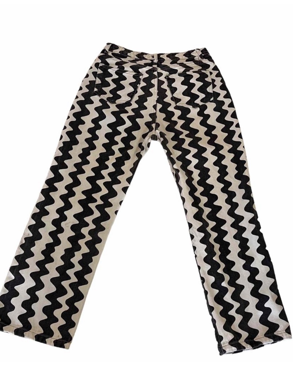 Cider Women's Black White Geometric Denim Jeans Pocket Design Zipper Button